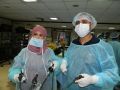 Surgeons performing Laparoscopic Appendicectomy, Cholecystectomy and TAPP Trans Abdominal Preperitoneal Inguinal Hernia repair on the Live Tissue.