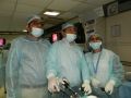 Gynecologist Practicing Laparoscopic Sacrohysteropexy, Sacrocolpopexy surgery and Surgeons practicing Laparoscopic Nissen Fundoplication, Nephrectomy and Splenectomy surgery on the live Tissue.