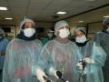 Gynecologist Practicing Laparoscopic Sacrohysteropexy, Sacrocolpopexy surgery and Surgeons practicing Laparoscopic Nissen Fundoplication, Nephrectomy and Splenectomy surgery on the live Tissue.