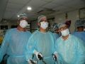 Gynecologist Practicing Laparoscopic Sacrohysteropexy, Sacrocolpopexy surgery and Surgeons practicing Laparoscopic Nissen Fundoplication, Nephrectomy and Splenectomy surgery on the live Tissue.