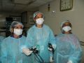 Gynecologist Inter active Laparoscpoic wet lab practicing Laparoscopic Tubal Sterilization, Salpingostomy, Ovarian Drilling and Hysterectmy surgery on the Live Tissue Demonstration by Prof.Dr. R.K. Mishra.