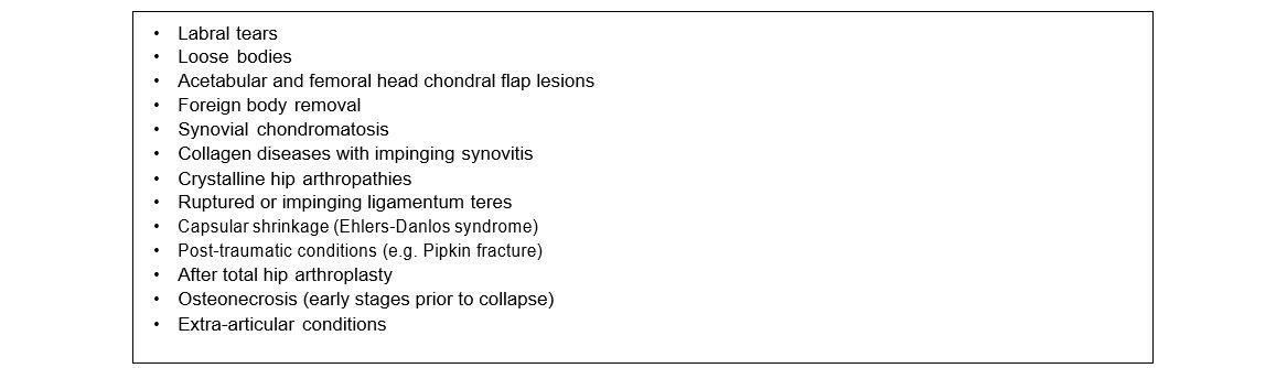 Indications for hip arthroscopyv
