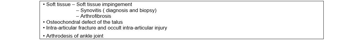 Indications for ankle arthroscopy