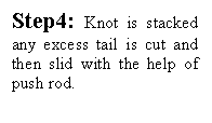 Text Box: Step4: Knot is stacked any excess tail is cut and then slid with the help of push rod.
