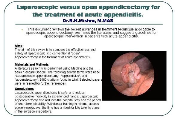 laparoascopic versus open appendicectomy for the treatment of acute appendicitis