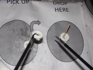 Step 2 of Task – Picking up polo mint with the left Maryland dissector