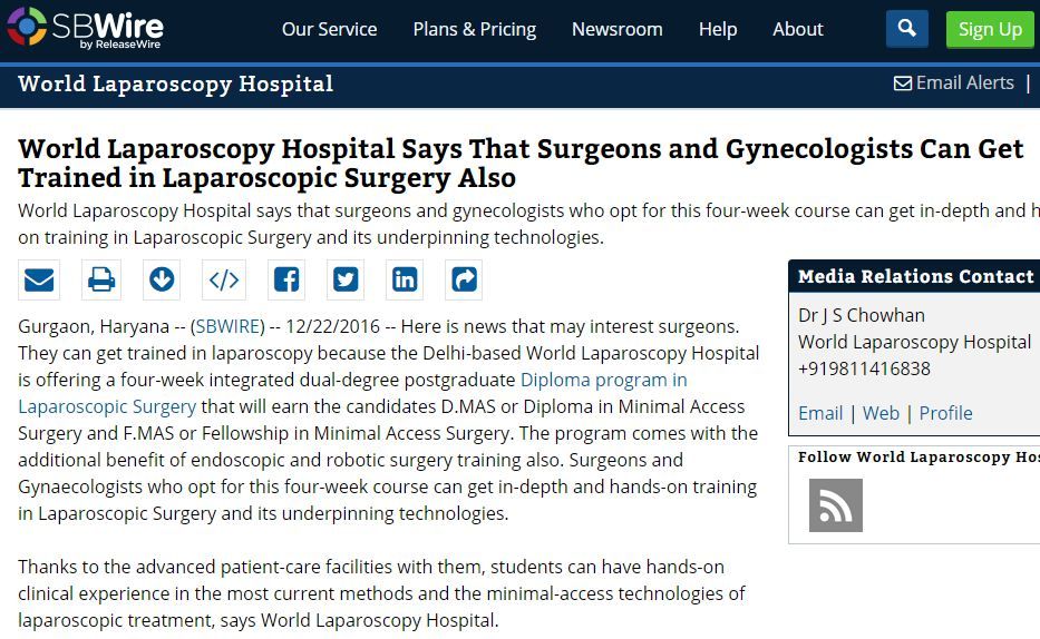 World Laparoscopy Hospital Press Release